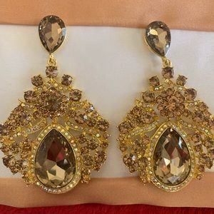 Golden Topaz Swarovski Crystal Pageant earrings